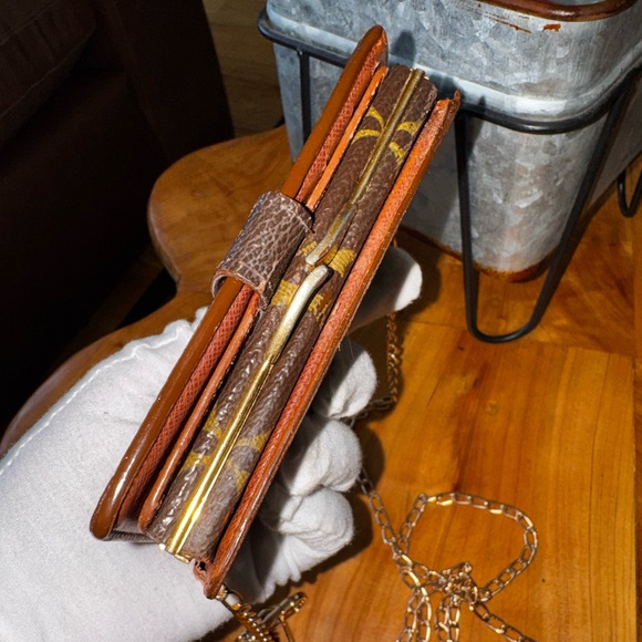 Louis Vuitton French purse, wallet, monogram, vintage kiss Lock brown gold - Picture 7 of 16